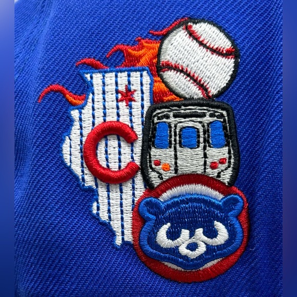 NEW Chicago Cubs PRO STANDARD SnapBack Hat Side Spellout Logo Blue Baseball Cap - Picture 9 of 11